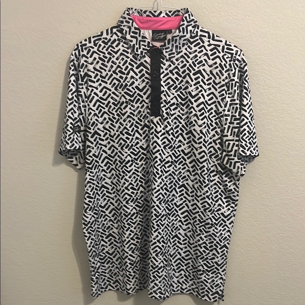 Sunday Swagger Golf Polo Black & White - Size Large - Excellent Condition